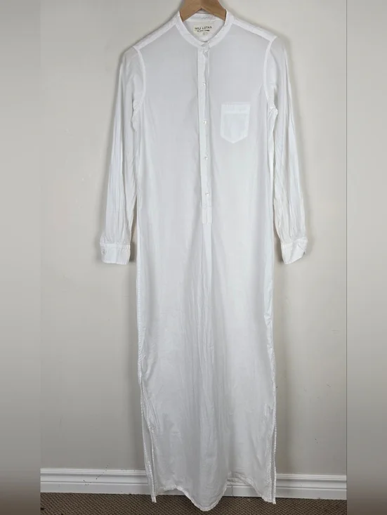 NILI LOTAN Sandra Galabeya Cotton Tunic Maxi Shirt Dress - Picture 2 of 7